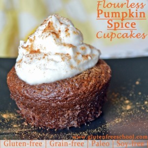 Flourless Pumpkin Spice Cupcakes with Coconut Whipped Frosting