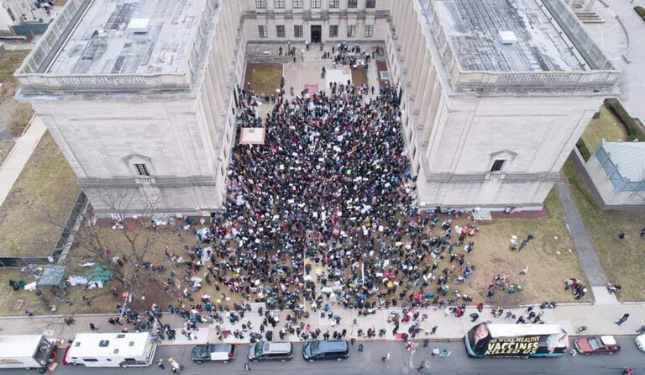 Drone capture huge crowds protesting S2173 in Trenton, NJ on January 13, 2020